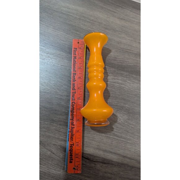 Vintage Orange Art Glass Vase Retro Mid-Century Modern Hand-Blown 8" Unique Deco - Picture 6 of 7